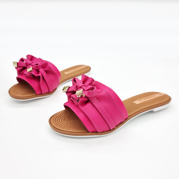 Moleca 5297-446 Ruffled Slip-on Sandal in Pink